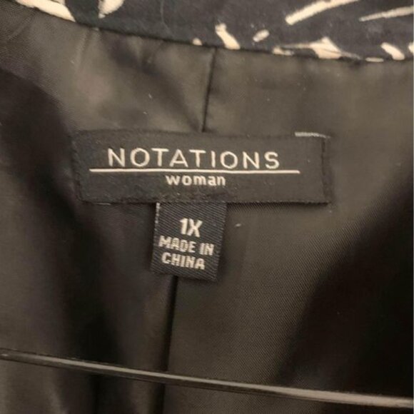 Women’s Size 1X Black and White 3/4 Sleeve Notations Jacket - Picture 6 of 6